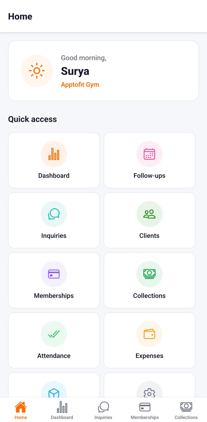 Home Page screen in MGM app